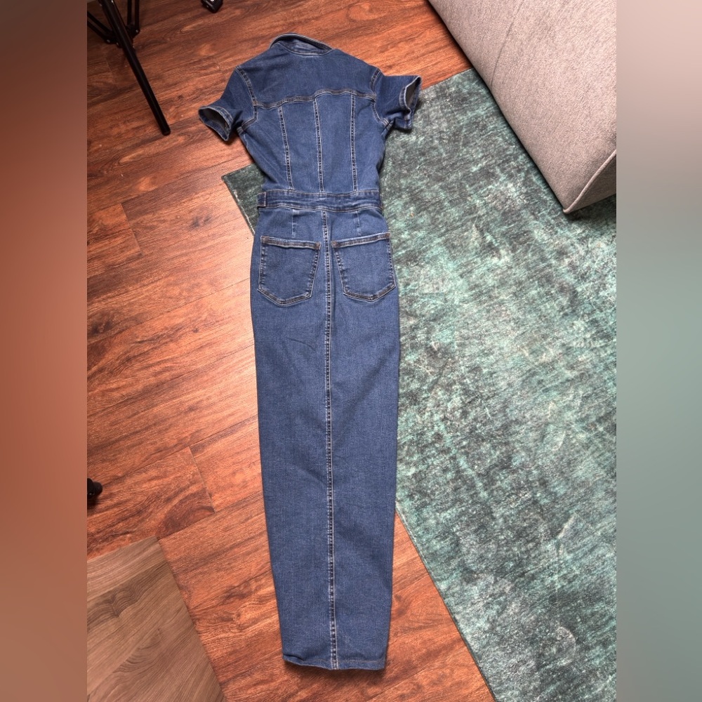Good American Blue Denim Maxi Dress with Front Slit - Picture 4 of 4